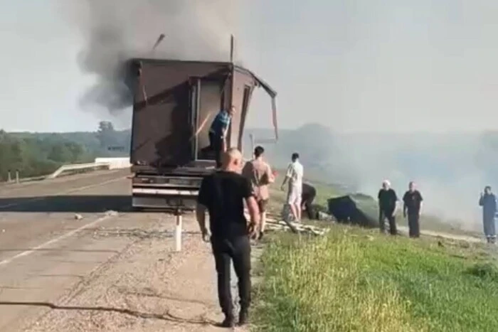 One of the trucks involved in the special operation 'Web' exploded (video)