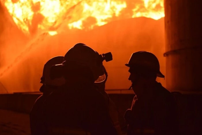 Fires after the drone attack in Cherkasy